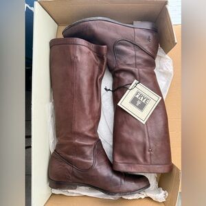 Frye Dark Brown Leather Heeled Boots